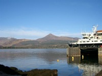The ferry at the pier in Brodick